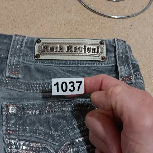 Rock Revival Boris Skinny Jeans Womens 26 Gray Stretch Embroidered Denim​​​ - Picture 12 of 13